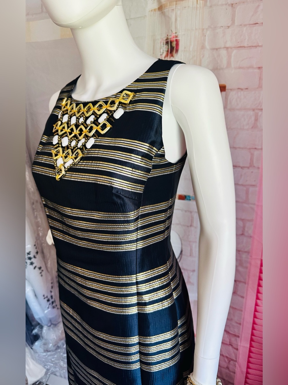 Lilly Pulitzer Virginia Jeweled Metallic Stripe Dress - Picture 3 of 11